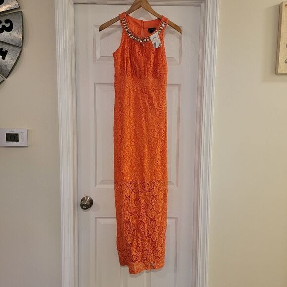 En focus studio orange lace maxi dress size 6 NWT - Picture 1 of 6